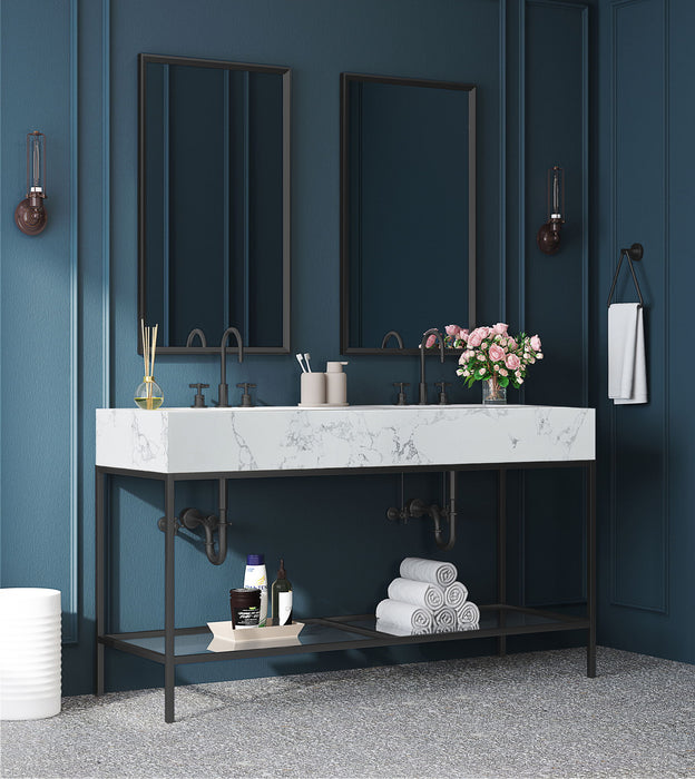 Marmo - Engineered Marble Bathroom Vanity With Black Base - Simple Home Plus