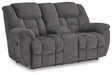 Foreside - Charcoal - Dbl Reclining Loveseat with Console - Simple Home Plus