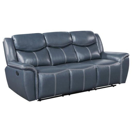 Sloane - Upholstered Padded Arm Reclining Sofa - Blue - Simple Home Plus