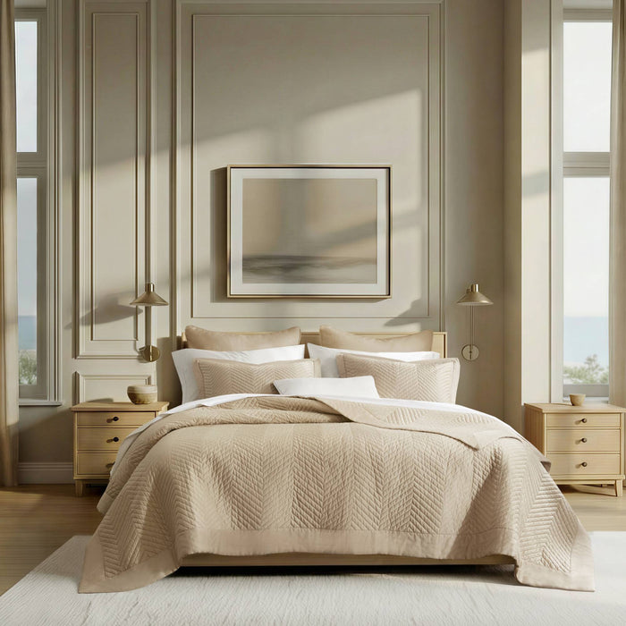 Liam Hotel - 3 Piece King Quilt Set - Linen