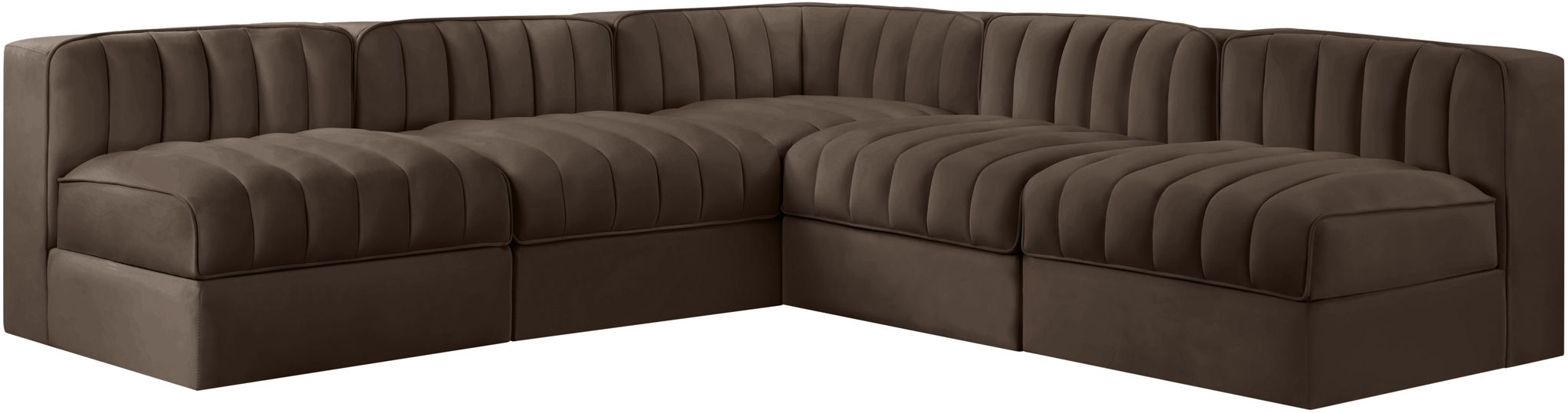 Rummi - Armless Velvet Performance Fabric Upholstered 5 Piece Modular Sectional - Simple Home Plus