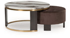 Jazmore - Brown / Brass Finish - Nesting Cocktail Tables (Set of 2) - Simple Home Plus