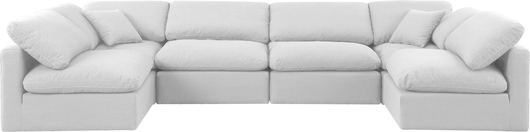 Indulge - Linen 6 Piece Modular U-Shaped Sectional - White - Simple Home Plus
