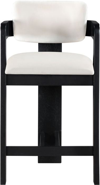 Sacha - Velvet Stool With Black Base - Simple Home Plus