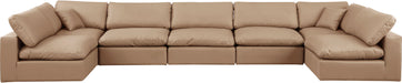 Comfy - 7 Piece Faux Leather Modular Armless Sectional - Tan - Simple Home Plus