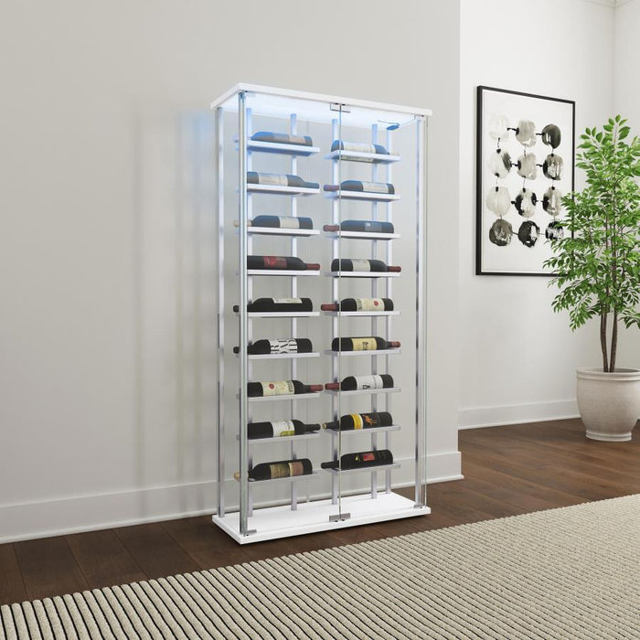 Montara - Tempered Glass Wine Storage LED Curio Cabinet - Chrome - Simple Home Plus