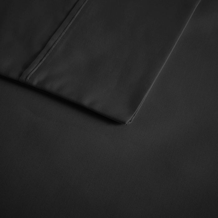 600 Thread Count - Queen Cooling Cotton Blend 4 Piece Sheet Set - Black