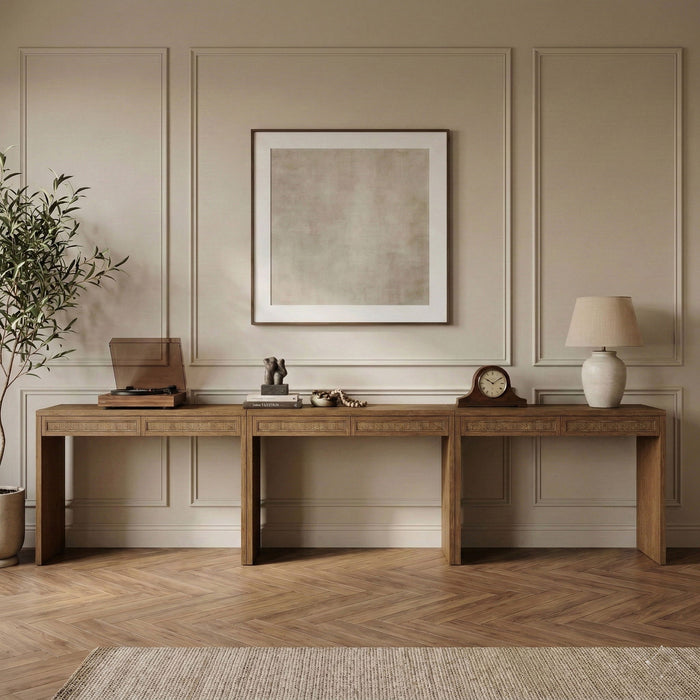 Avro - Solid Wood And Oak Veneer Desk - Simple Home Plus