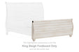 Willowton - King Sleigh Footboard with Faux Plank Design - Whitewash - Simple Home Plus