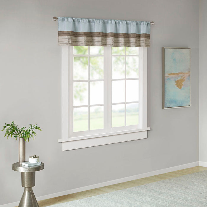 Amherst - Polyoni Pintuck Window Valance - Blue - Simple Home Plus