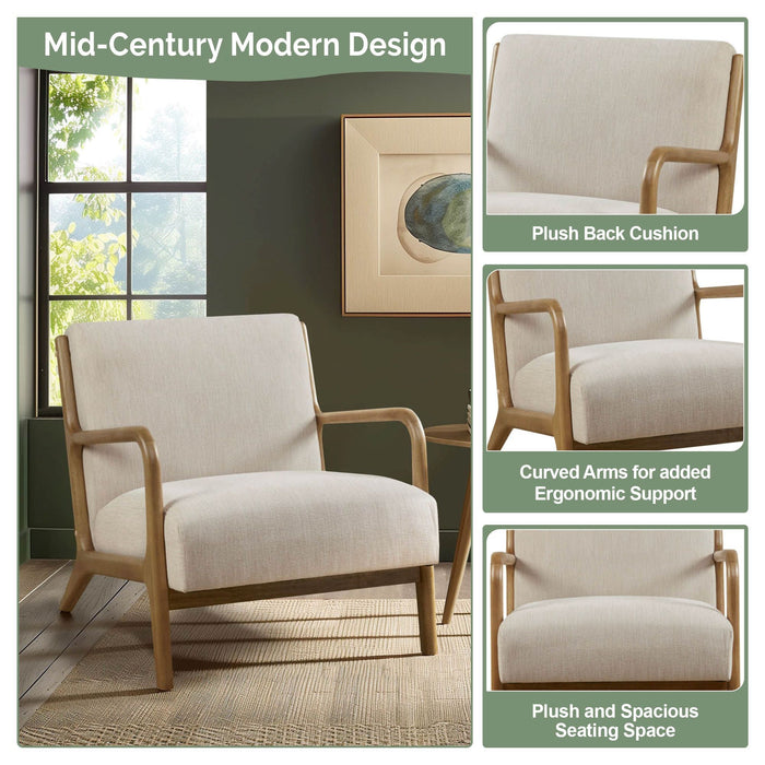 Novak - Mid-Century Modern Accent Armchair (Set of 2) - Cream - Simple Home Plus