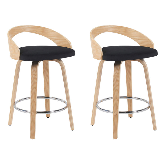 Sonia - Modern Swivel Counter Height Bar Stool - Patterned Oak Wood Finish - Simple Home Plus