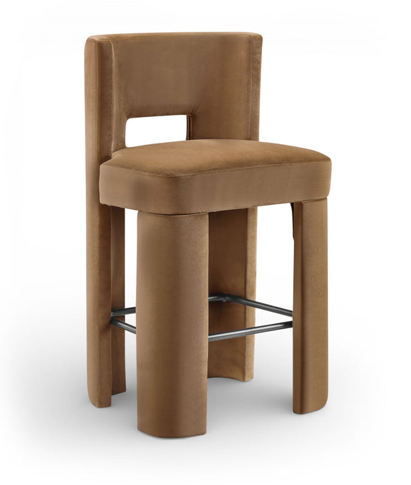 Zuno - Velvet Performance Fabric Upholstered Bar Stool (Set of 2) - Saddle - Simple Home Plus