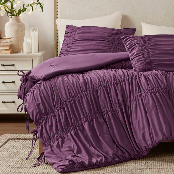 Mia - 2 Piece Twin/Twin Long Comforter Set - Purple - Simple Home Plus
