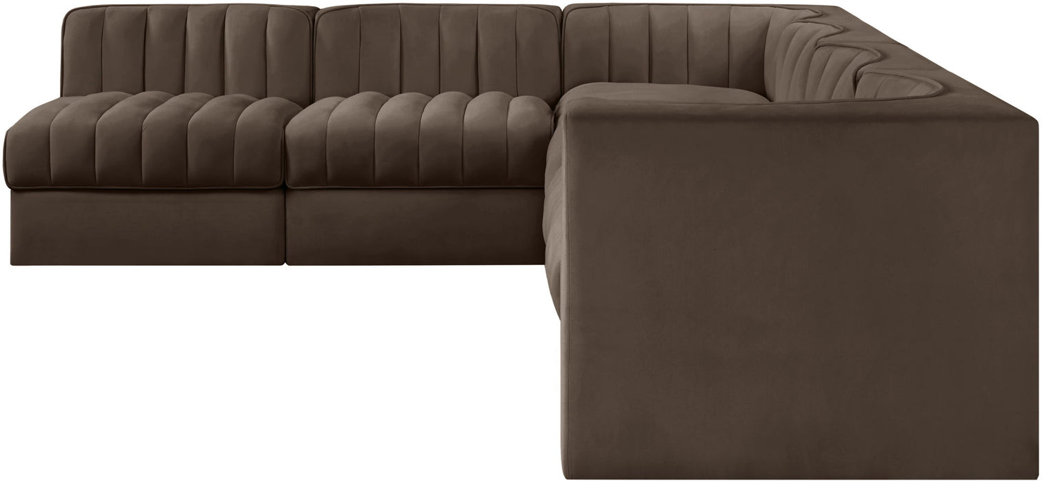 Rummi - Velvet Performance Fabric Upholstered 6 Piece Modular Sectional - Simple Home Plus