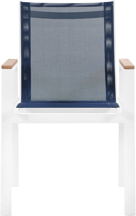 Nizuc - Outdoor Patio Dining Arm Chair With White Frame And Natural Arms (Set of 2) - Simple Home Plus
