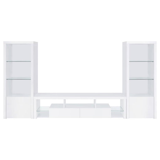 Jude - 3 Piece Entertainment Center With 71" TV Stand - White High Gloss - Simple Home Plus