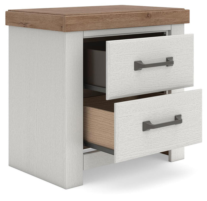 Savonport - Two Drawer Night Stand - White / Brown - Simple Home Plus