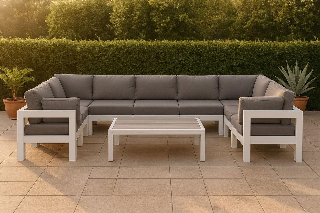 Nizuc - Outdoor Patio 9 Piece Modular Sectional With White Frame - Simple Home Plus