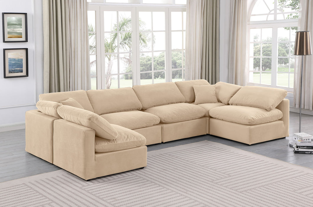 Indulge - Velvet 6 Piece Modular U-Shaped Sectional - Simple Home Plus