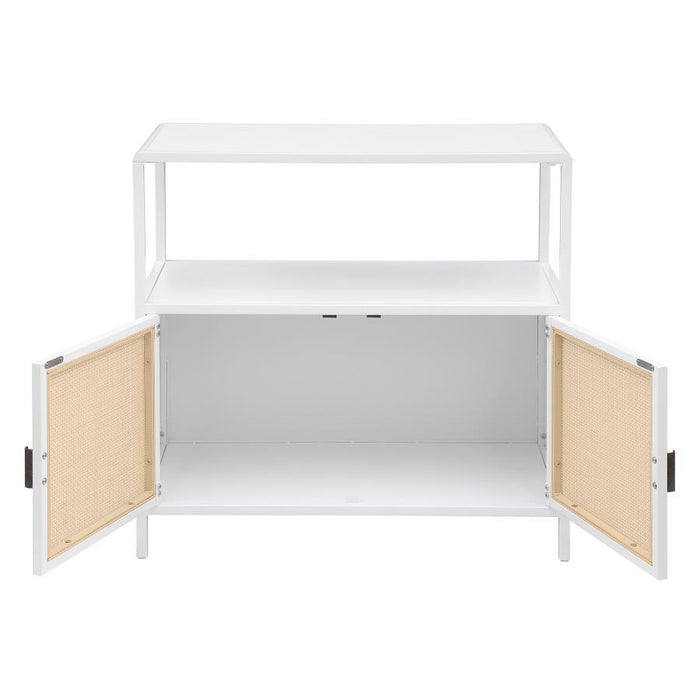 Amherst - 2-Door Radio Weave Cane Metal Accent Cabinet - Simple Home Plus