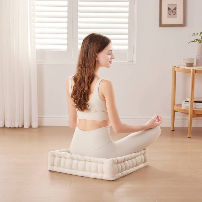 Azza - Square Floor Pillow Cushion - Ivory - Simple Home Plus