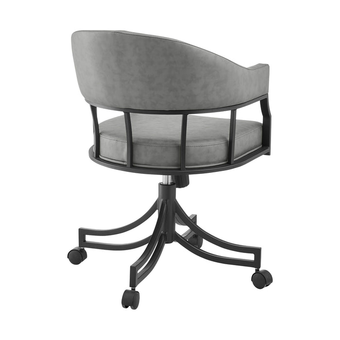 Tibet - Swivel Rolling Dining Chair - Matte Black / Vintage Gray - Simple Home Plus