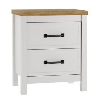 Kerisden - Two Drawer Night Stand - White / Brown - Simple Home Plus