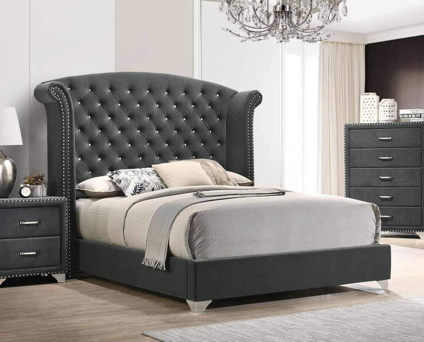 Melody - Upholstered Wingback Bed - Simple Home Plus