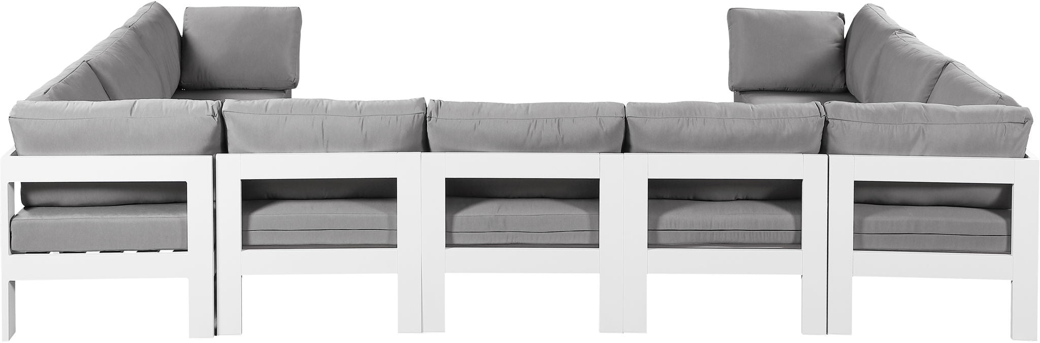 Nizuc - Outdoor Patio 9 Piece Modular Sectional With White Frame - Simple Home Plus