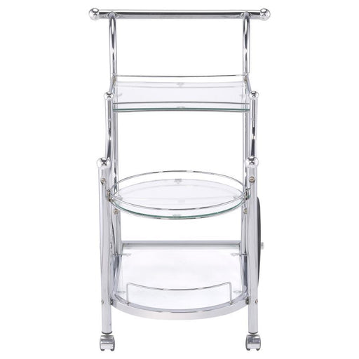 Sarandon - 3-Tier Glass Shelf Metal Bar Cart - Chrome - Simple Home Plus