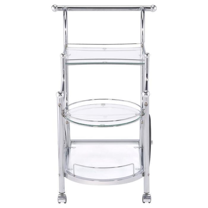 Sarandon - 3-Tier Glass Shelf Metal Bar Cart - Chrome - Simple Home Plus