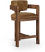 Sacha - Velvet Stool With Brown Base - Simple Home Plus