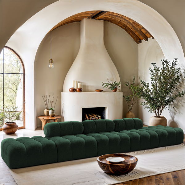 Ames - 5 Piece Boucle Upholstered Modular Sofa With 2 Armless Seats