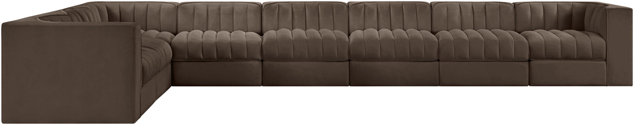Rummi - Velvet Performance Fabric Upholstered 8 Piece Modular Sectional (With 3 Corner Chairs) - Simple Home Plus