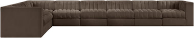Rummi - Velvet Performance Fabric Upholstered 8 Piece Modular Sectional (With 3 Corner Chairs) - Simple Home Plus