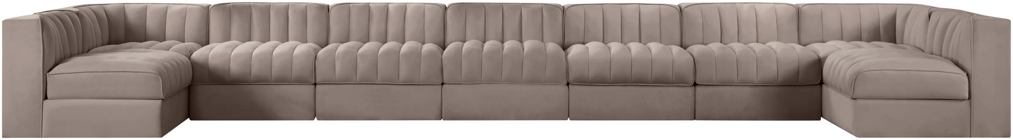 Rummi - Armless Velvet Performance Fabric Upholstered 9 Piece Modular Sectional - Simple Home Plus