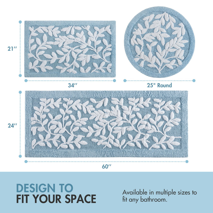 Serene - 60" x 24" Cotton Tufted Bath Rug - Blue