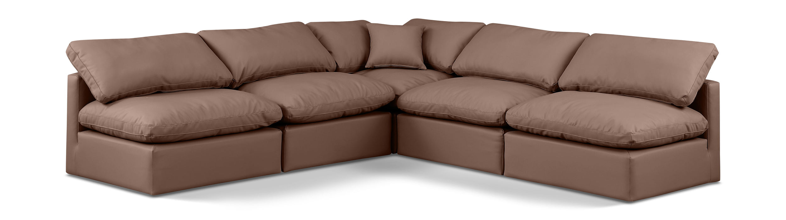 Indulge - Faux Leather 5 Piece Modular Corner Armless Sectional - Simple Home Plus