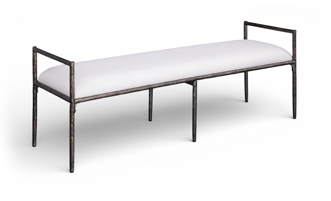 Axis - Linen Textured Cream Fabric Upholstered Bench - Simple Home Plus