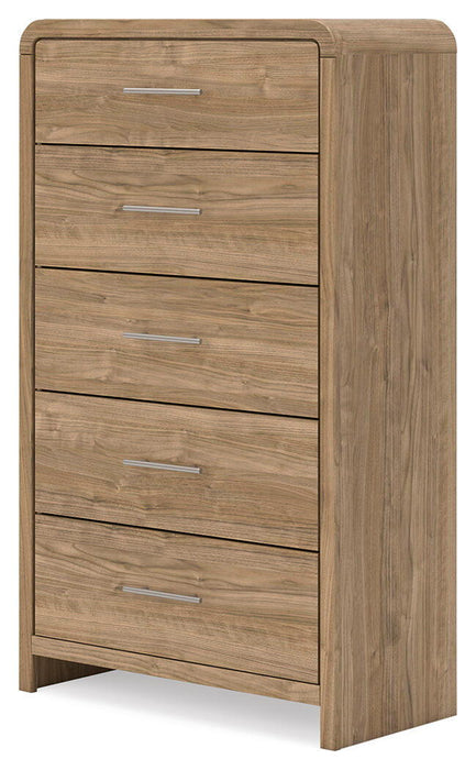 Gramburg - Five Drawer Chest - Warm Natural Brown - Simple Home Plus