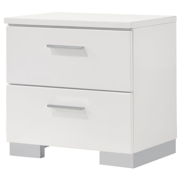 Felicity - 2-Drawer Nightstand - White High Gloss - Simple Home Plus