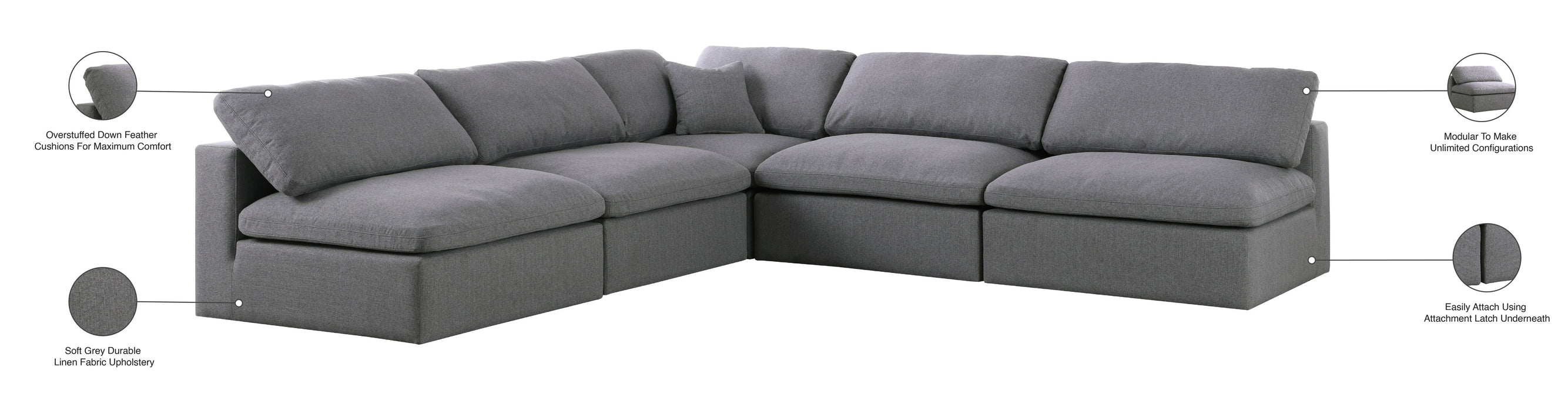 Serene - 5 Piece Modular Sectional - Simple Home Plus