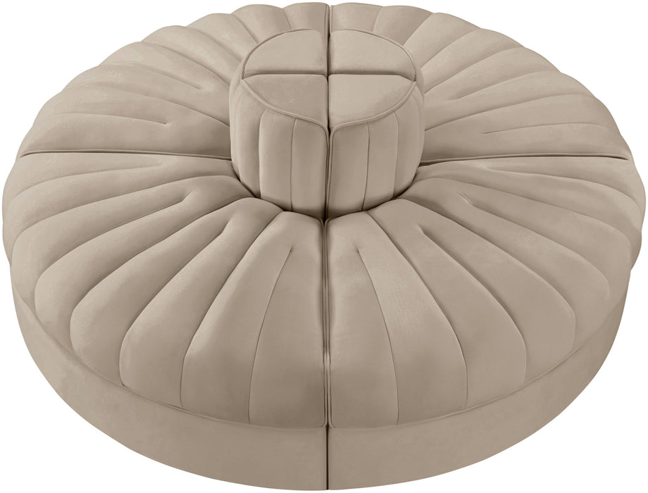 Rummi - Round Velvet Performance Fabric Upholstered 4 Piece Modular Sofa - Simple Home Plus
