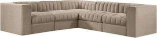 Rummi - Symmetrical Velvet Performance Fabric Upholstered 5 Piece Modular Sectional - Simple Home Plus