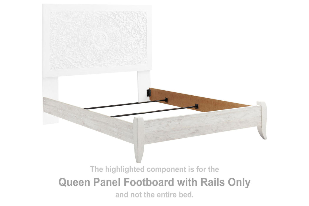 Paxberry - Queen Panel Footboard w/Rails - Whitewash - Simple Home Plus