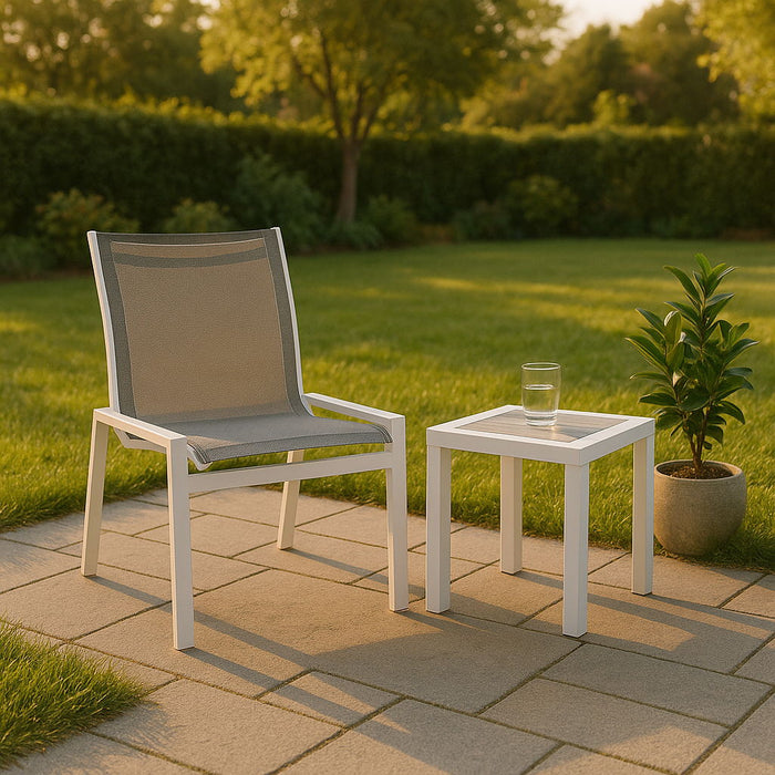 Nizuc - Outdoor Patio Dining Chair With White Frame (Set of 2) - Simple Home Plus