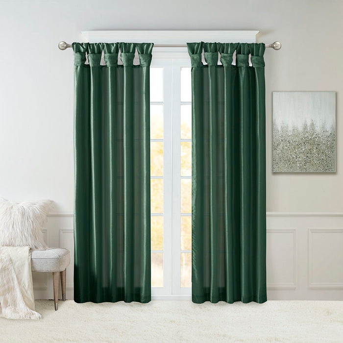 Emilia - Fabric Twist Tab Lined Window Curtain Panel - Green - Simple Home Plus