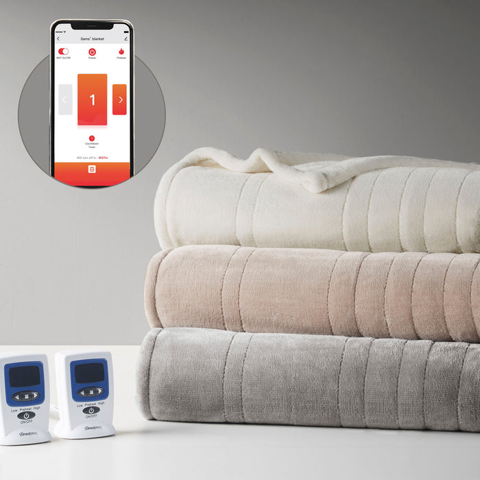 Microplush - King Heated Blanket With Wifi Technology - Taupe - Simple Home Plus