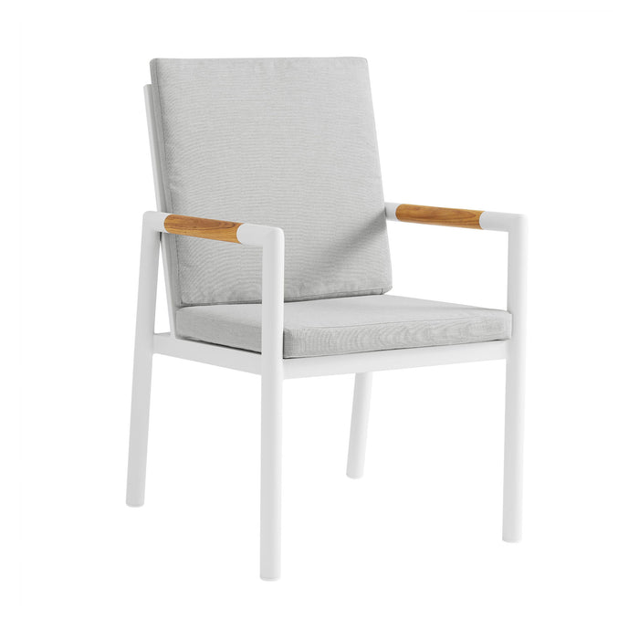 Crown - Outdoor Dining Chair With Light Gray (Set of 2) - White / Teak - Simple Home Plus